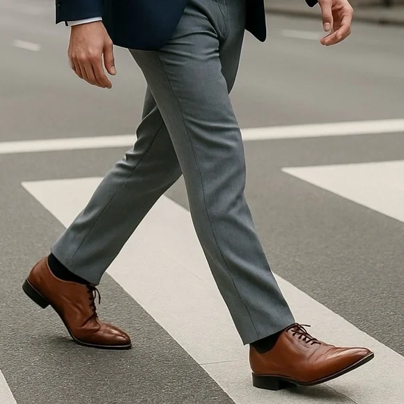 Perry Ellis Classic Brown Leather Oxford Dress Shoes Size 8.5 NWB - Picture 1 of 12